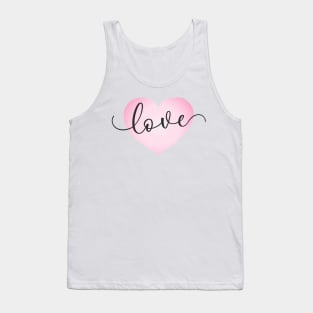 Simple Love Pink Heart Valentine's Day Calligraphy Tank Top